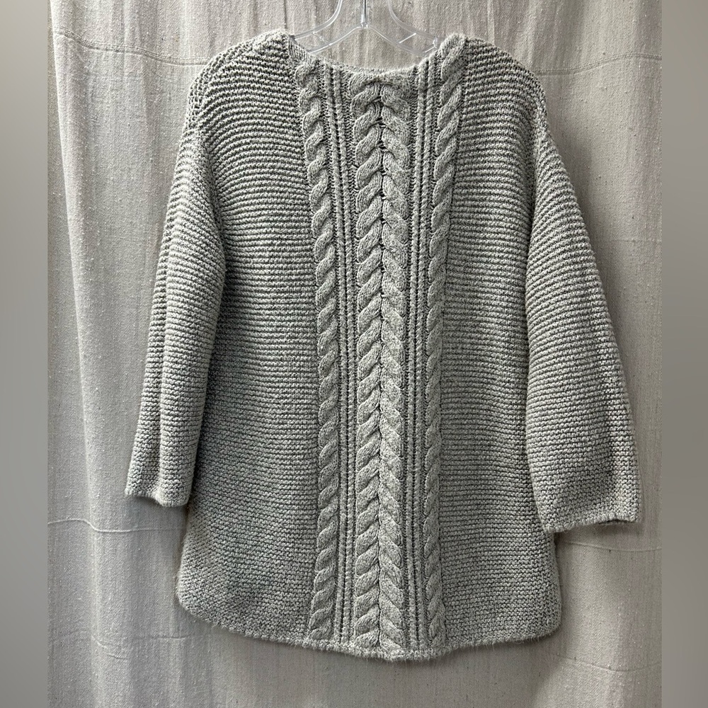 J. Jill Chenille Beige Pullover Tunic Sweater Top Size Cable Knit Very Soft/  M